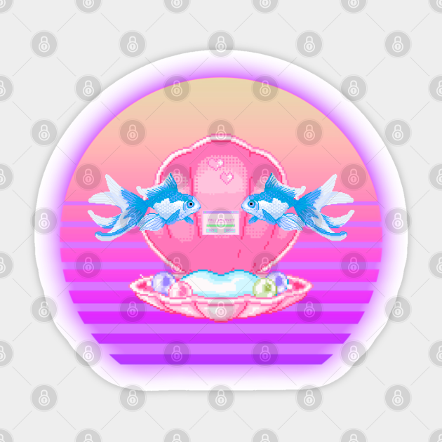 Fish Sticks Vaporwave Sticker TeePublic